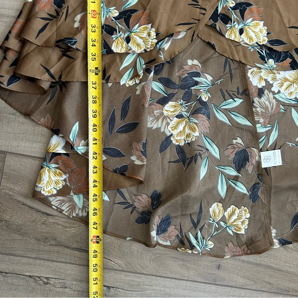 Baltic Born Brown Steffi Tulip Wrap Satin Boho Dress Mocha Floral NWT Large - Picture 9 of 10